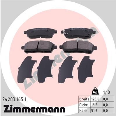 ZIMMERMANN Комплект тормозных колодок, дисковый тормоз 24283.165.1