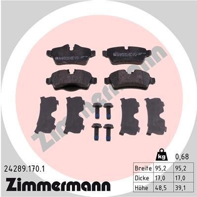 ZIMMERMANN Комплект тормозных колодок, дисковый тормоз 24289.170.1