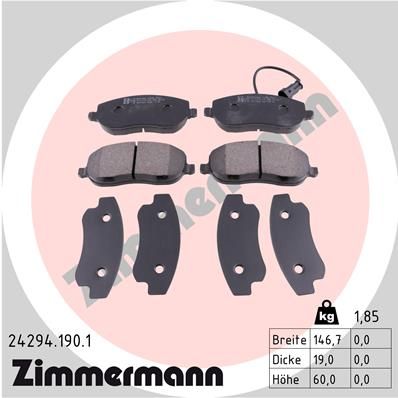 ZIMMERMANN Комплект тормозных колодок, дисковый тормоз 24294.190.1