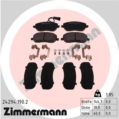 ZIMMERMANN Комплект тормозных колодок, дисковый тормоз 24294.190.2