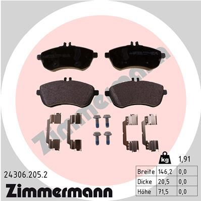 ZIMMERMANN Комплект тормозных колодок, дисковый тормоз 24306.205.2