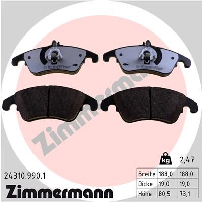 ZIMMERMANN Bremžu uzliku kompl., Disku bremzes 24310.990.1