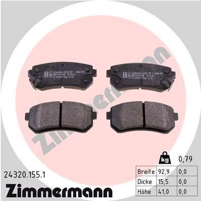 ZIMMERMANN Комплект тормозных колодок, дисковый тормоз 24320.155.1