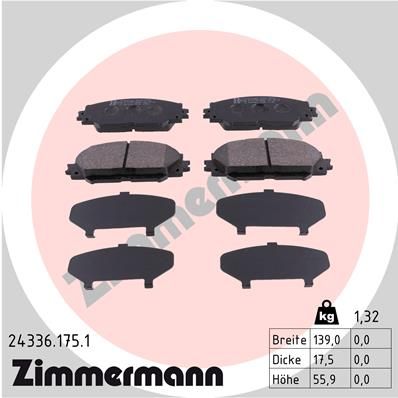 ZIMMERMANN Комплект тормозных колодок, дисковый тормоз 24336.175.1