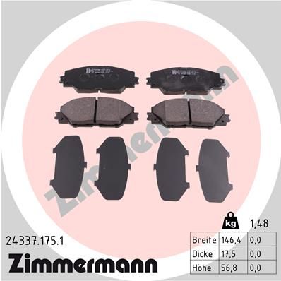 ZIMMERMANN Комплект тормозных колодок, дисковый тормоз 24337.175.1