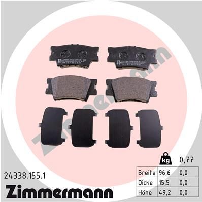 ZIMMERMANN Комплект тормозных колодок, дисковый тормоз 24338.155.1