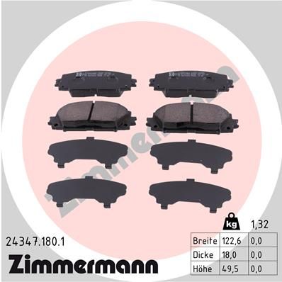 ZIMMERMANN Bremžu uzliku kompl., Disku bremzes 24347.180.1