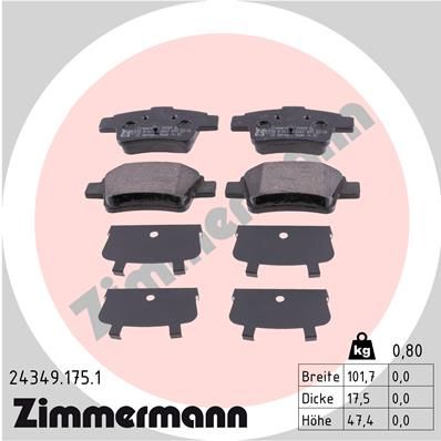 ZIMMERMANN Комплект тормозных колодок, дисковый тормоз 24349.175.1