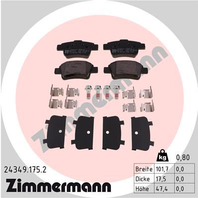 ZIMMERMANN Комплект тормозных колодок, дисковый тормоз 24349.175.2