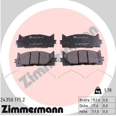 ZIMMERMANN Комплект тормозных колодок, дисковый тормоз 24350.175.2