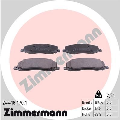ZIMMERMANN Комплект тормозных колодок, дисковый тормоз 24418.170.1