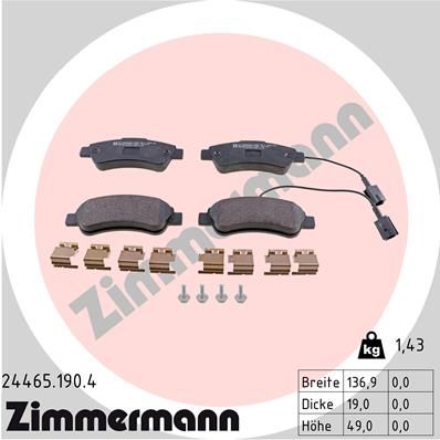 ZIMMERMANN Комплект тормозных колодок, дисковый тормоз 24465.190.4