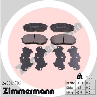 ZIMMERMANN Комплект тормозных колодок, дисковый тормоз 24501.170.1