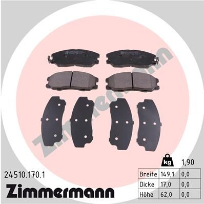 ZIMMERMANN Комплект тормозных колодок, дисковый тормоз 24510.170.1