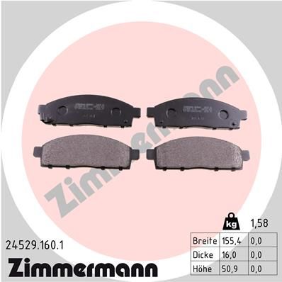 ZIMMERMANN Комплект тормозных колодок, дисковый тормоз 24529.160.1