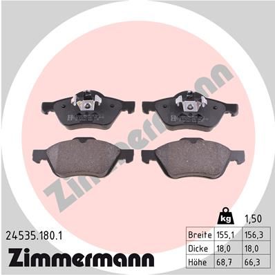 ZIMMERMANN Комплект тормозных колодок, дисковый тормоз 24535.180.1