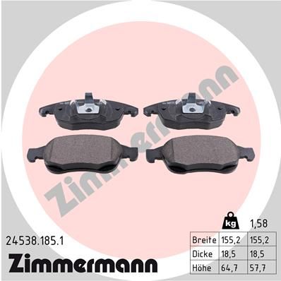 ZIMMERMANN Комплект тормозных колодок, дисковый тормоз 24538.185.1
