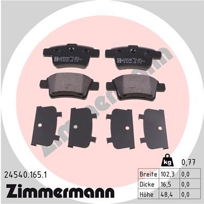ZIMMERMANN Комплект тормозных колодок, дисковый тормоз 24540.165.1