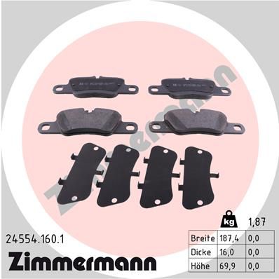 ZIMMERMANN Комплект тормозных колодок, дисковый тормоз 24554.160.1