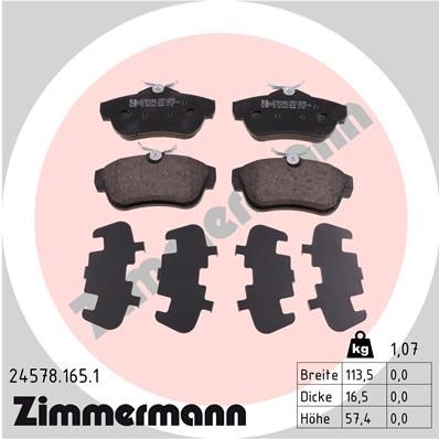 ZIMMERMANN Комплект тормозных колодок, дисковый тормоз 24578.165.1