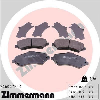 ZIMMERMANN Комплект тормозных колодок, дисковый тормоз 24604.180.1
