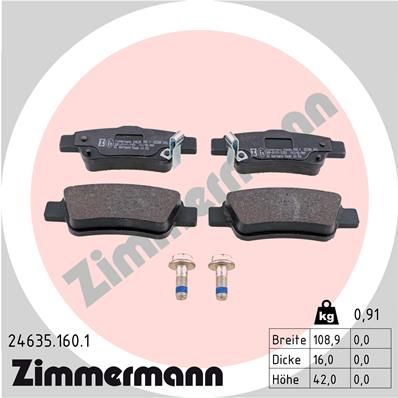 ZIMMERMANN Комплект тормозных колодок, дисковый тормоз 24635.160.1