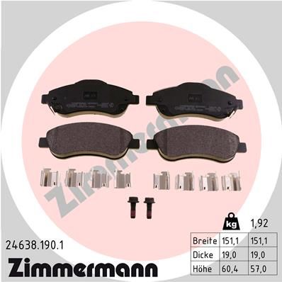 ZIMMERMANN Комплект тормозных колодок, дисковый тормоз 24638.190.1