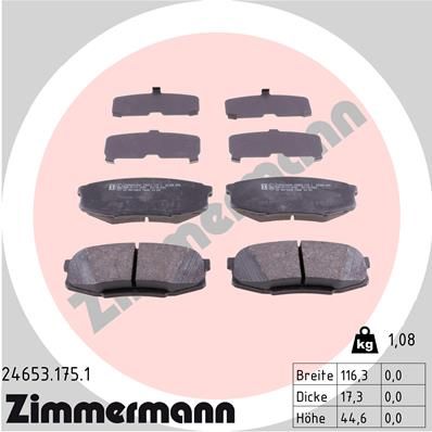 ZIMMERMANN Комплект тормозных колодок, дисковый тормоз 24653.175.1