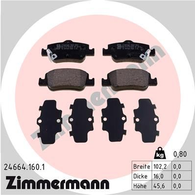 ZIMMERMANN Комплект тормозных колодок, дисковый тормоз 24664.160.1