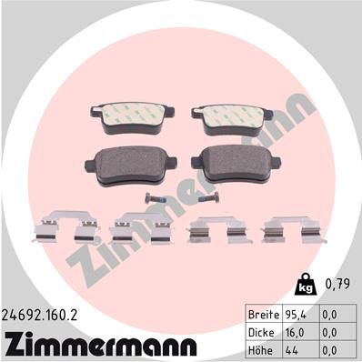 ZIMMERMANN Bremžu uzliku kompl., Disku bremzes 24692.160.2