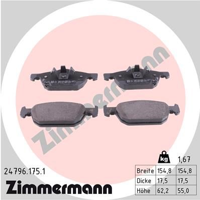 ZIMMERMANN Комплект тормозных колодок, дисковый тормоз 24796.175.1