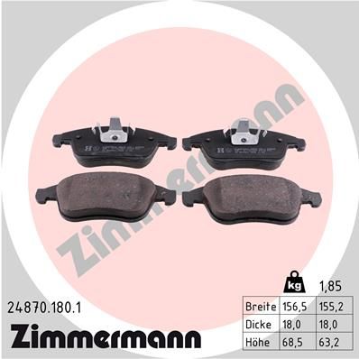 ZIMMERMANN Комплект тормозных колодок, дисковый тормоз 24870.180.1