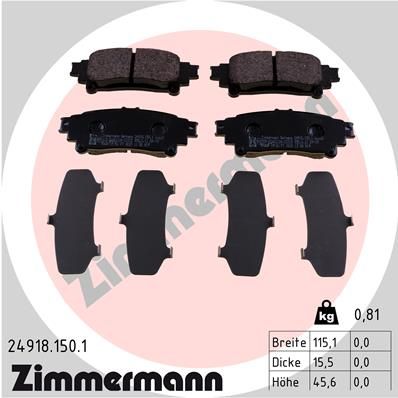 ZIMMERMANN Комплект тормозных колодок, дисковый тормоз 24918.150.1