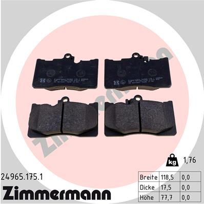 ZIMMERMANN Комплект тормозных колодок, дисковый тормоз 24965.175.1