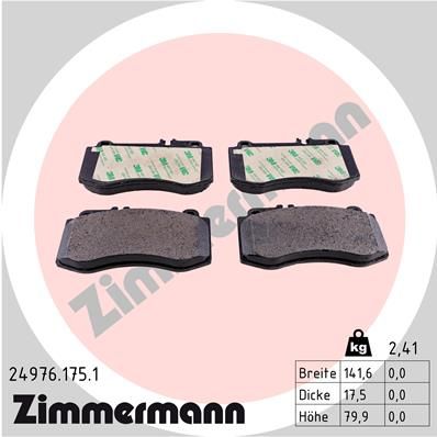 ZIMMERMANN Комплект тормозных колодок, дисковый тормоз 24976.175.1