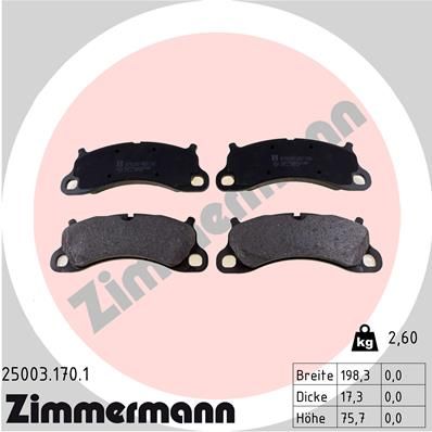 ZIMMERMANN Комплект тормозных колодок, дисковый тормоз 25003.170.1
