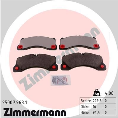 ZIMMERMANN Комплект тормозных колодок, дисковый тормоз 25007.968.1