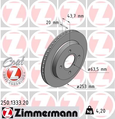ZIMMERMANN Тормозной диск 250.1333.20