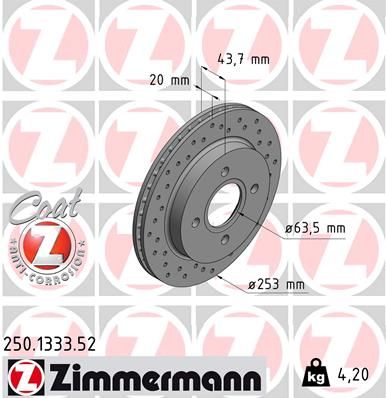 ZIMMERMANN Тормозной диск 250.1333.52