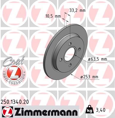 ZIMMERMANN Тормозной диск 250.1340.20