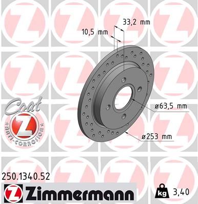 ZIMMERMANN Тормозной диск 250.1340.52