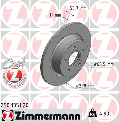 ZIMMERMANN Тормозной диск 250.1351.20
