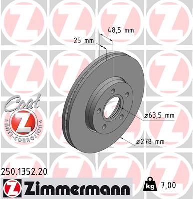 ZIMMERMANN Bremžu diski 250.1352.20