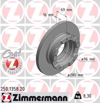 ZIMMERMANN Тормозной диск 250.1358.20