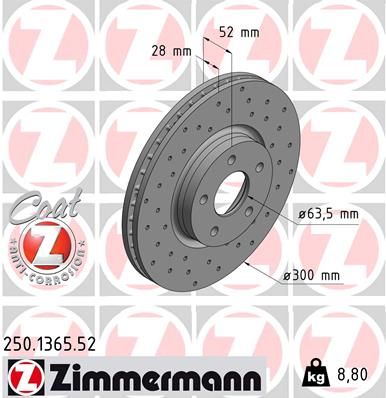 ZIMMERMANN Bremžu diski 250.1365.52