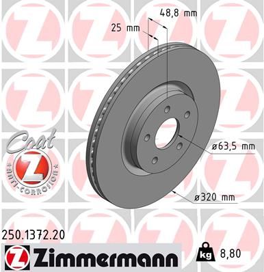 ZIMMERMANN Bremžu diski 250.1372.20