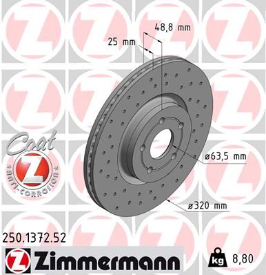 ZIMMERMANN Bremžu diski 250.1372.52