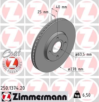 ZIMMERMANN Bremžu diski 250.1374.20