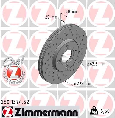 ZIMMERMANN Bremžu diski 250.1374.52