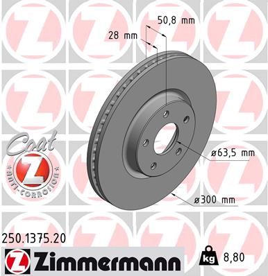 ZIMMERMANN Bremžu diski 250.1375.20